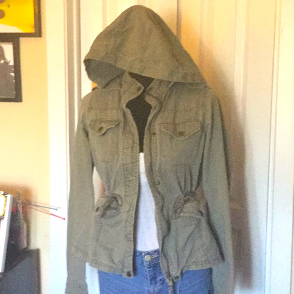 Green hooded jacket